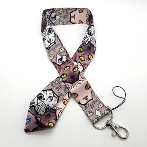 Kitty Cat Lanyard Gray